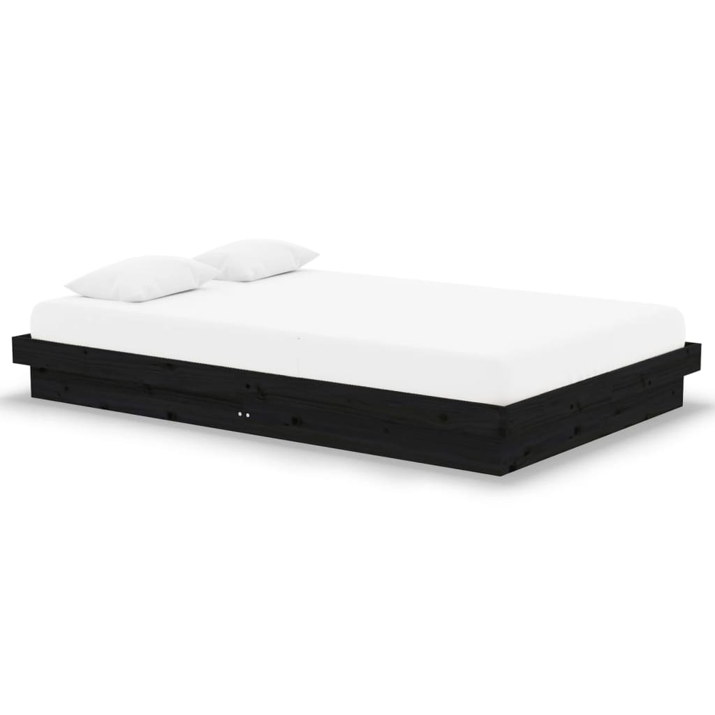 vidaXL Estrutura cama pequena casal 120x190 cm pinho maciço preto