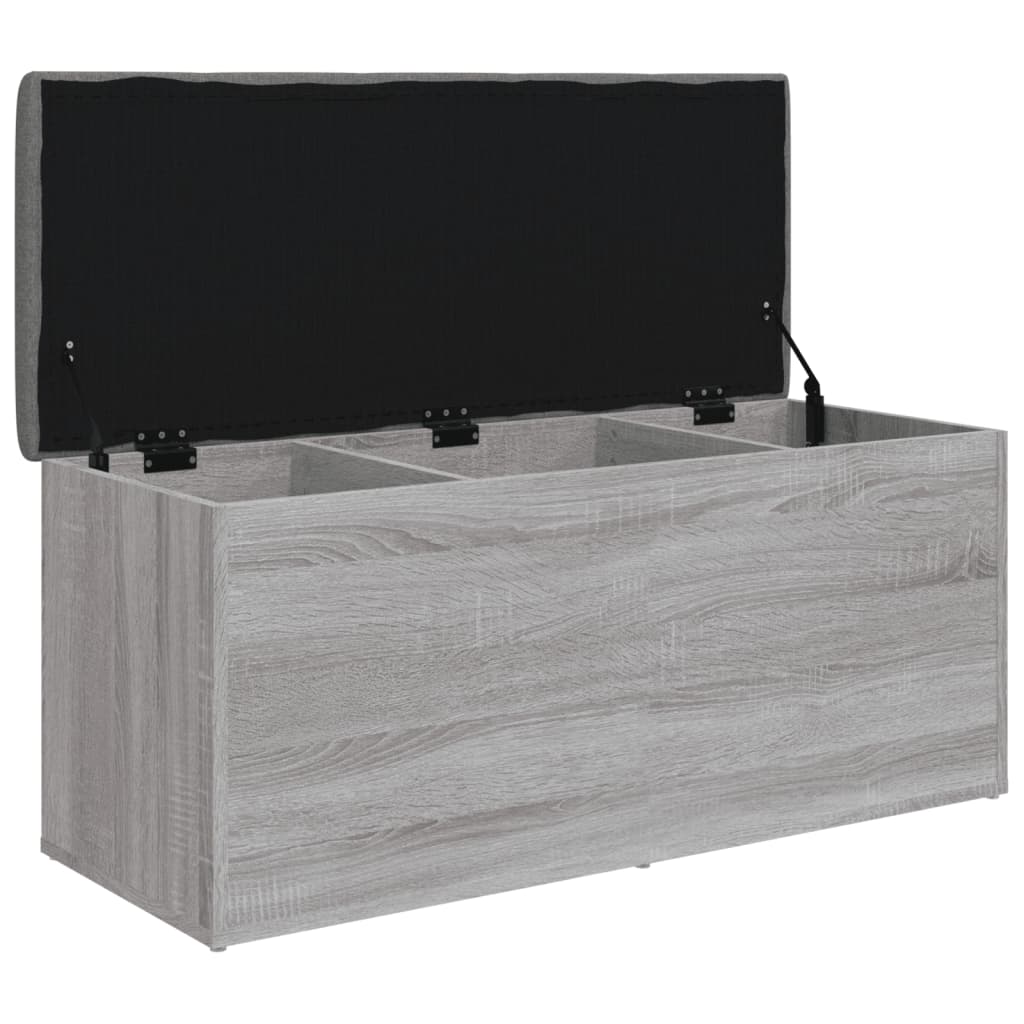 vidaXL Banco arrumação 102x42x45 cm derivados madeira cinzento sonoma