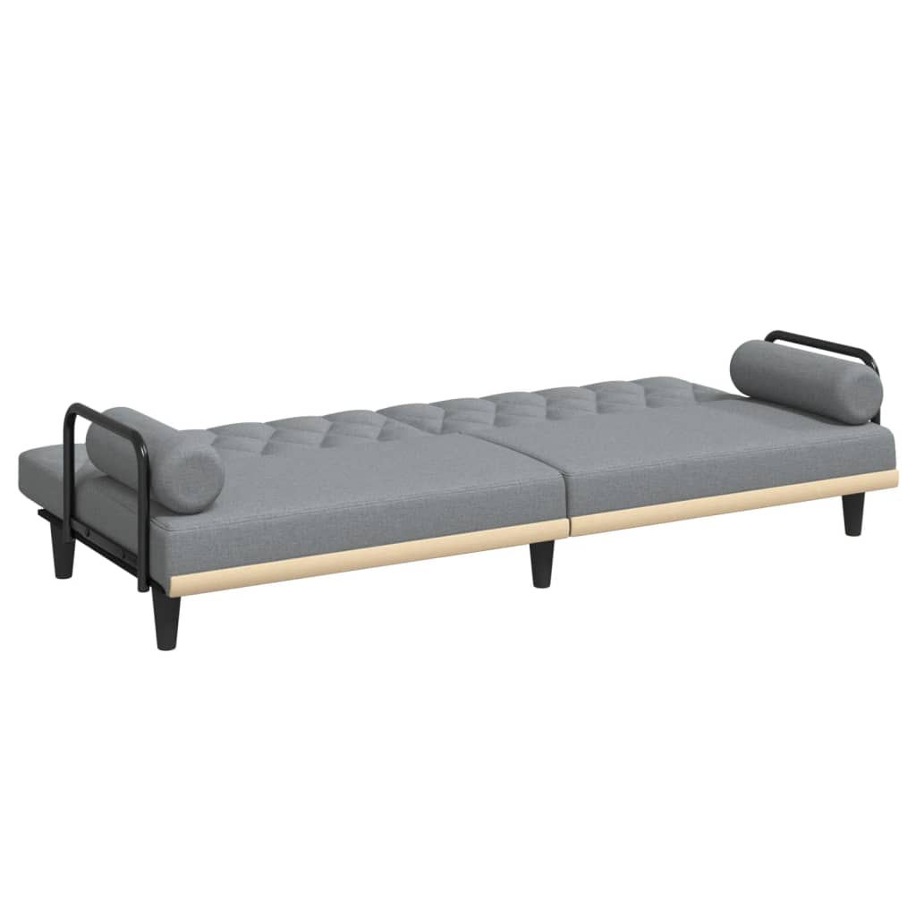 vidaXL Sofá-cama com apoio de braços tecido cinzento-claro