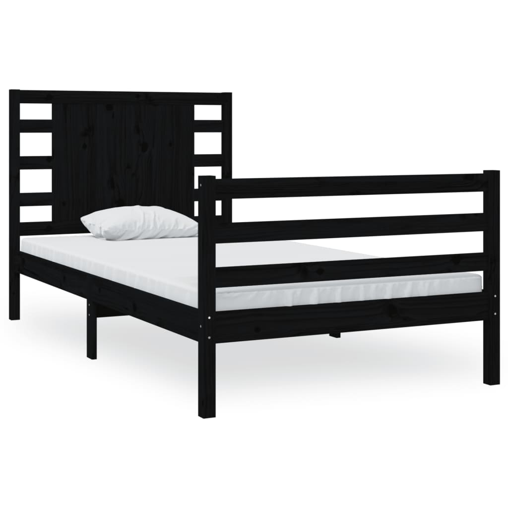 vidaXL Estrutura de cama 100x200 cm pinho maciço preto