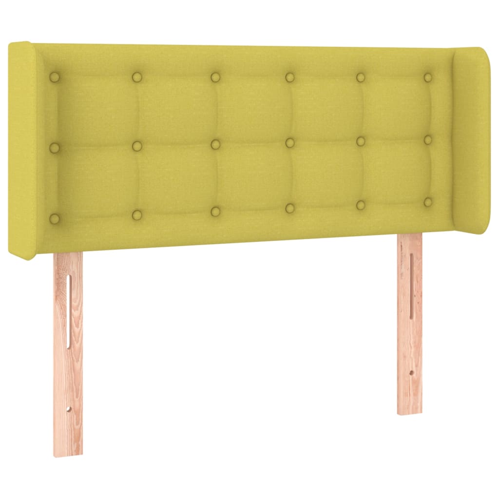 vidaXL Cabeceira de cama c/ abas tecido 93x16x78/88 cm verde